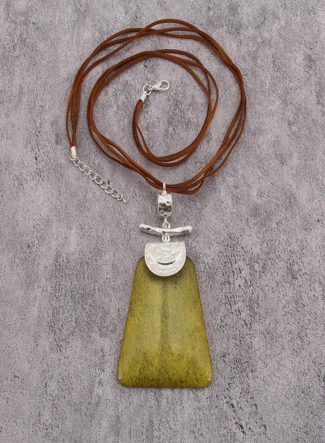 Bjesinmo Bohemian Necklaces for Women Boho Statement Necklace Long Big Pendant Necklaces Leather Vintage Necklace Silver Pendant Necklace - Image 5